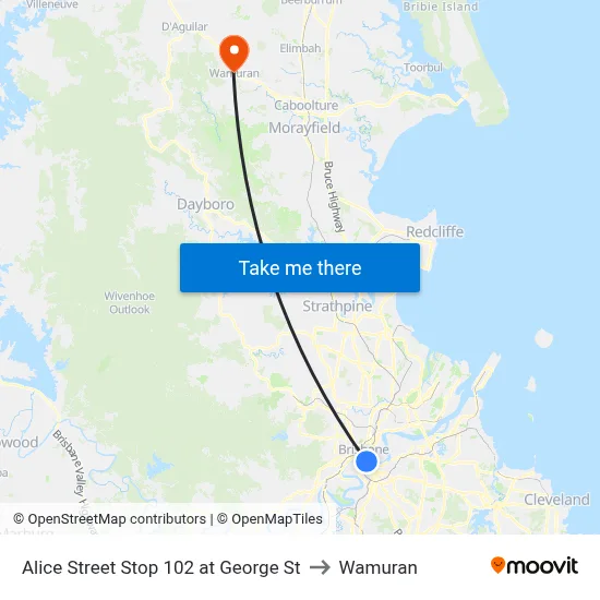 Alice Street Stop 102 at George St to Wamuran map