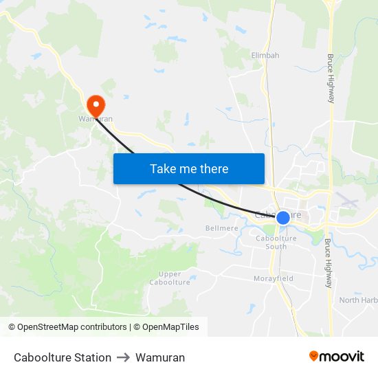Caboolture Station to Wamuran map