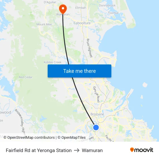Fairfield Rd at Yeronga Station to Wamuran map