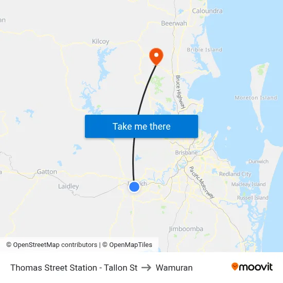 Thomas Street Station - Tallon St to Wamuran map
