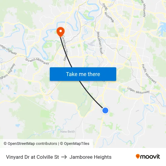 Vinyard Dr at Colville St to Jamboree Heights map