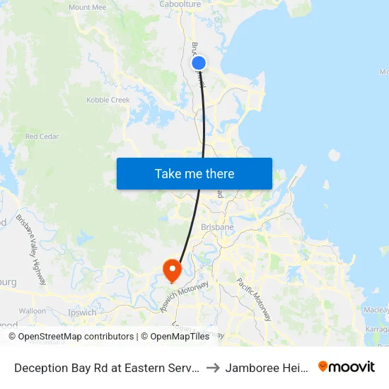 Deception Bay Rd at Eastern Service Rd to Jamboree Heights map