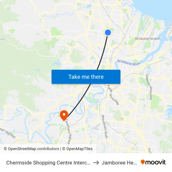 Chermside Shopping Centre Interchange H to Jamboree Heights map