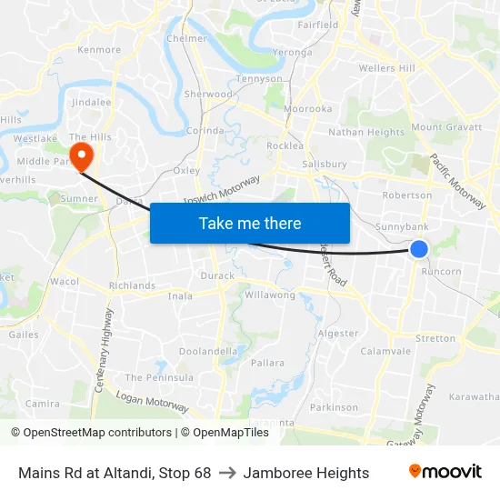 Mains Rd at Altandi, Stop 68 to Jamboree Heights map