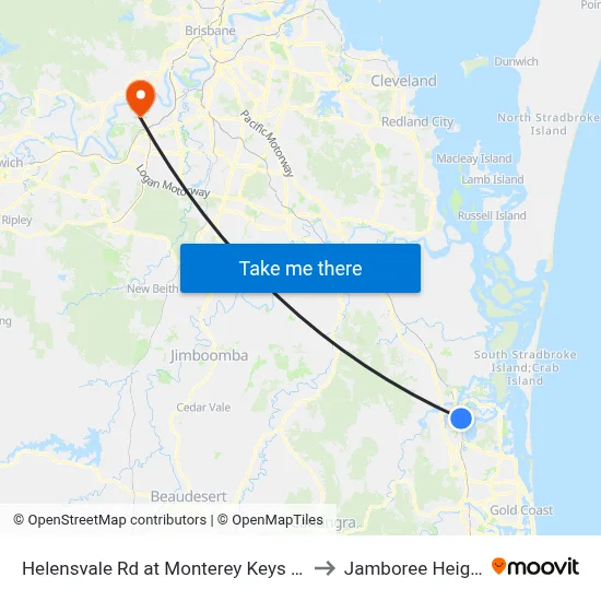 Helensvale Rd at Monterey Keys Drive to Jamboree Heights map