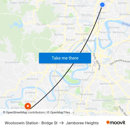 Wooloowin Station - Bridge St to Jamboree Heights map