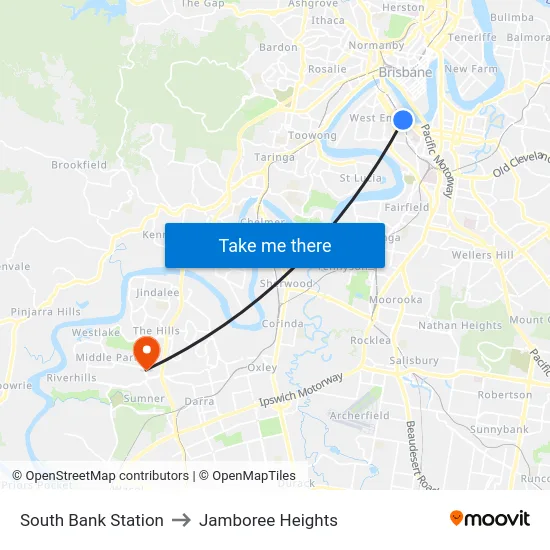 South Bank Station to Jamboree Heights map
