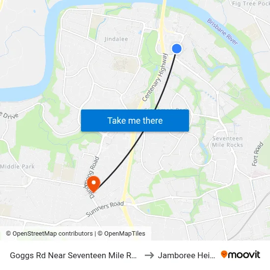 Goggs Rd Near Seventeen Mile Rocks Rd to Jamboree Heights map
