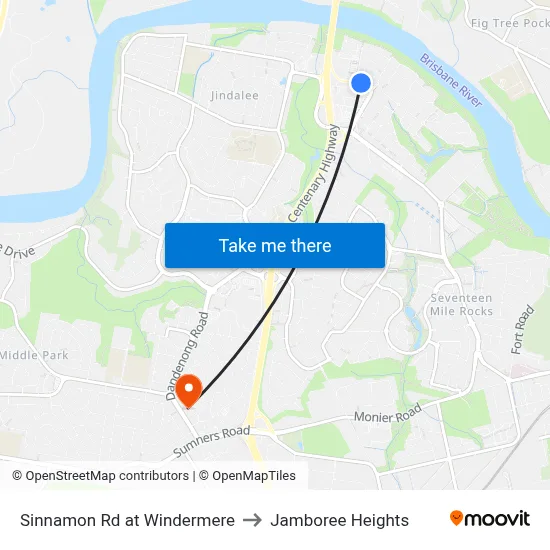 Sinnamon Rd at Windermere to Jamboree Heights map