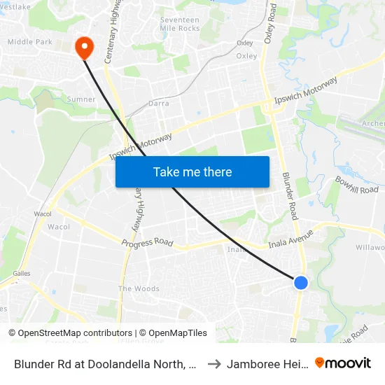 Blunder Rd at Doolandella North, Stop 61a to Jamboree Heights map