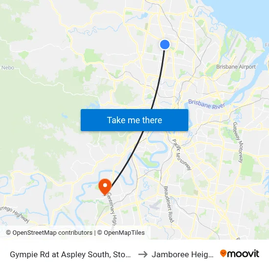 Gympie Rd at Aspley South, Stop 41 to Jamboree Heights map