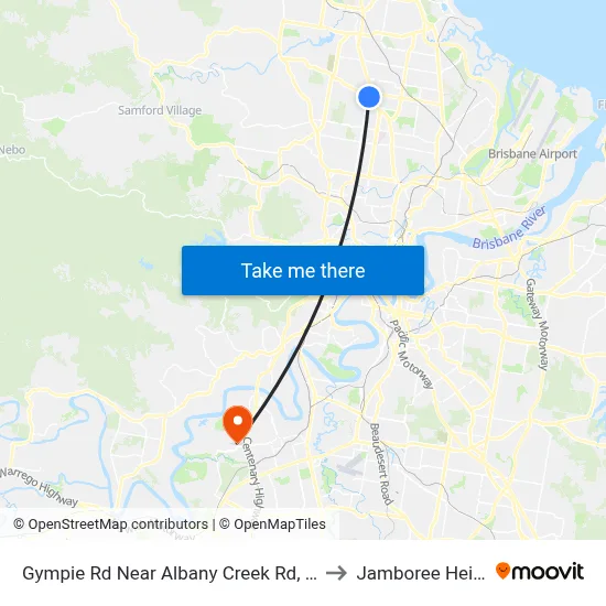 Gympie Rd Near Albany Creek Rd, Stop 42 to Jamboree Heights map