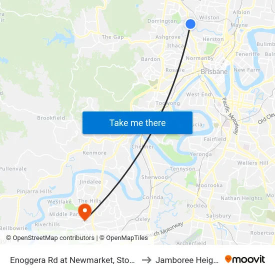 Enoggera Rd at Newmarket, Stop 20 to Jamboree Heights map