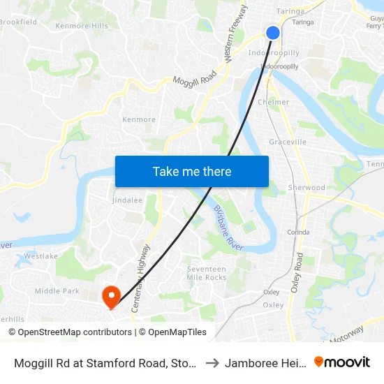 Moggill Rd at Stamford Road, Stop 22/23 to Jamboree Heights map