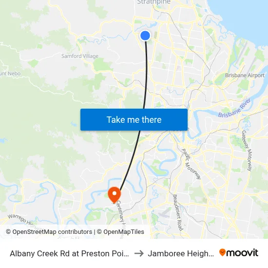 Albany Creek Rd at Preston Point to Jamboree Heights map