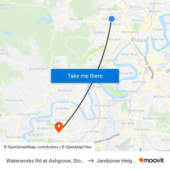 Waterworks Rd at Ashgrove, Stop 17 to Jamboree Heights map