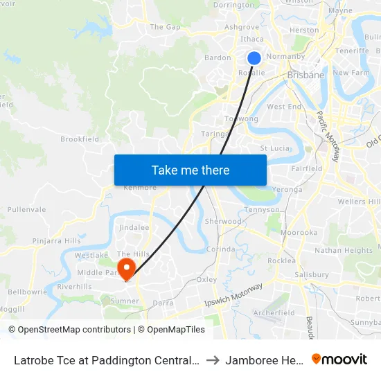 Latrobe Tce at Paddington Central, Stop 10 to Jamboree Heights map