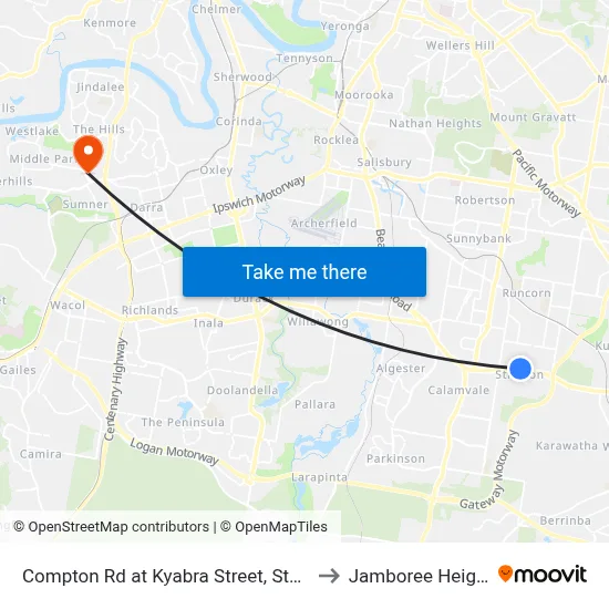 Compton Rd at Kyabra Street, Stop 86 to Jamboree Heights map