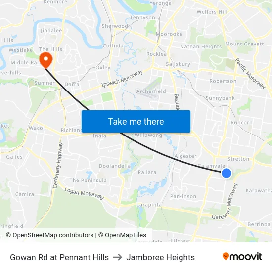 Gowan Rd at Pennant Hills to Jamboree Heights map