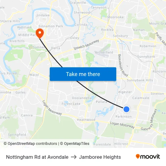 Nottingham Rd at Avondale to Jamboree Heights map