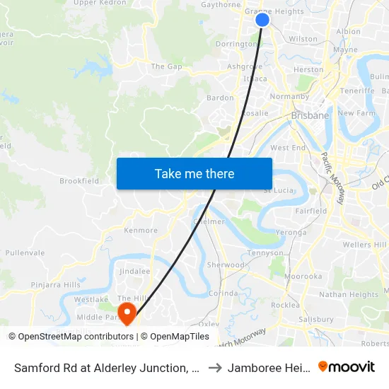 Samford Rd at Alderley Junction, Stop 26 to Jamboree Heights map