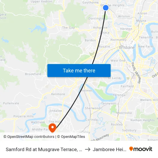 Samford Rd at Musgrave Terrace, Stop 27 to Jamboree Heights map