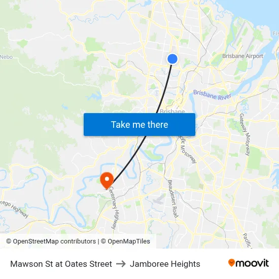 Mawson St at Oates Street to Jamboree Heights map