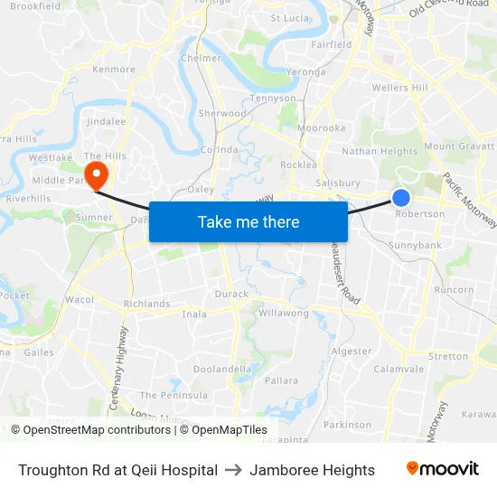 Troughton Rd at Qeii Hospital to Jamboree Heights map