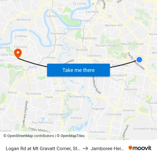Logan Rd at Mt Gravatt Corner, Stop 44 to Jamboree Heights map