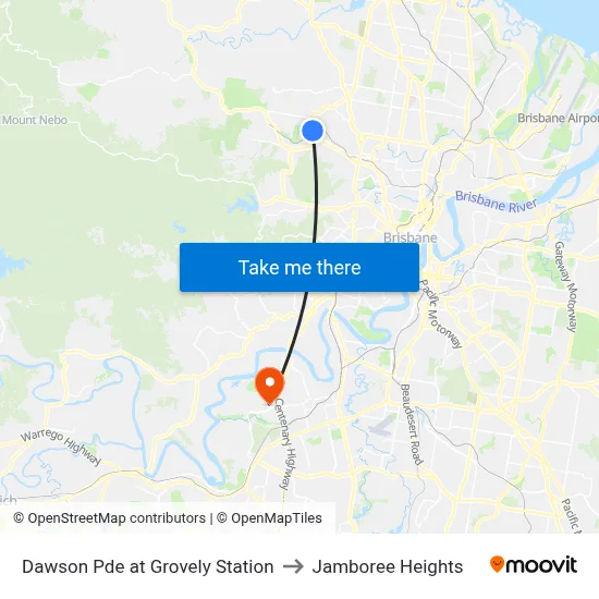 Dawson Pde at Grovely Station to Jamboree Heights map