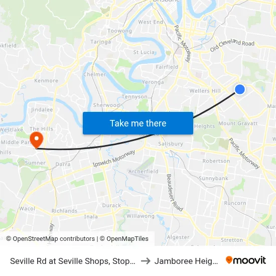 Seville Rd at Seville Shops, Stop 48 to Jamboree Heights map