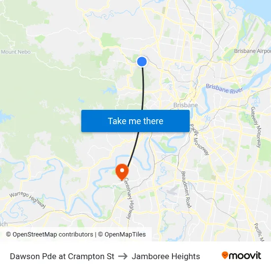 Dawson Pde at Crampton St to Jamboree Heights map