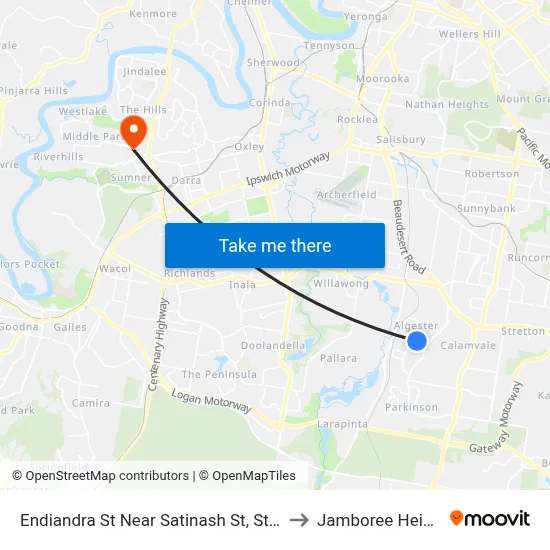 Endiandra St Near Satinash St, Stop 87 to Jamboree Heights map
