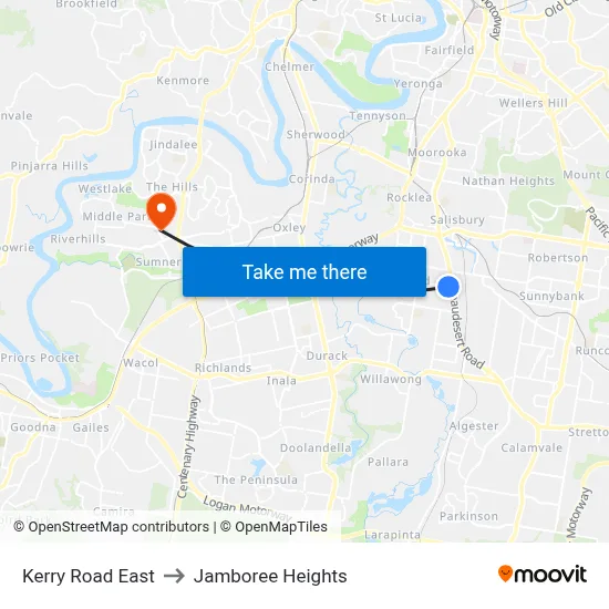 Kerry Road East to Jamboree Heights map
