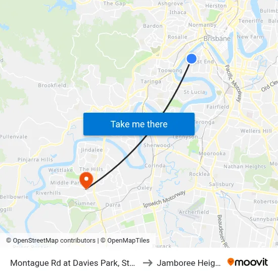 Montague Rd at Davies Park, Stop 8 to Jamboree Heights map