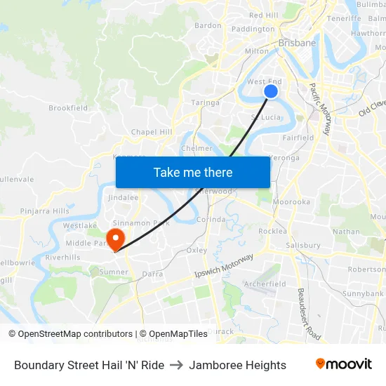 Boundary Street Hail 'N' Ride to Jamboree Heights map
