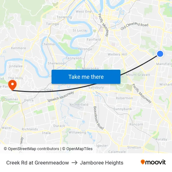 Creek Rd at Greenmeadow to Jamboree Heights map