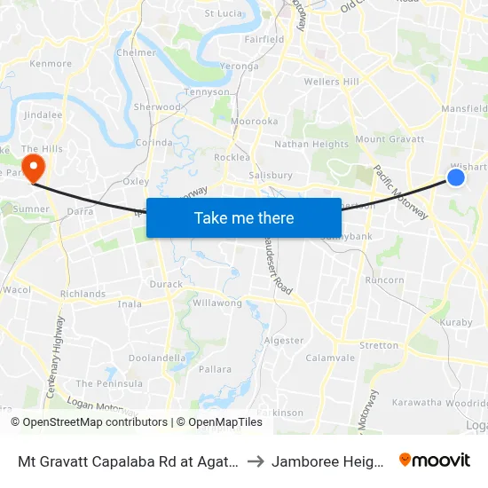 Mt Gravatt Capalaba Rd at Agaton to Jamboree Heights map