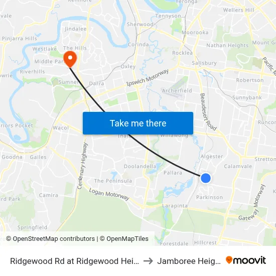 Ridgewood Rd at Ridgewood Heights to Jamboree Heights map