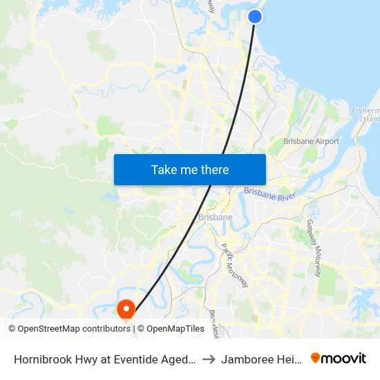 Hornibrook Hwy at Eventide Aged Home to Jamboree Heights map