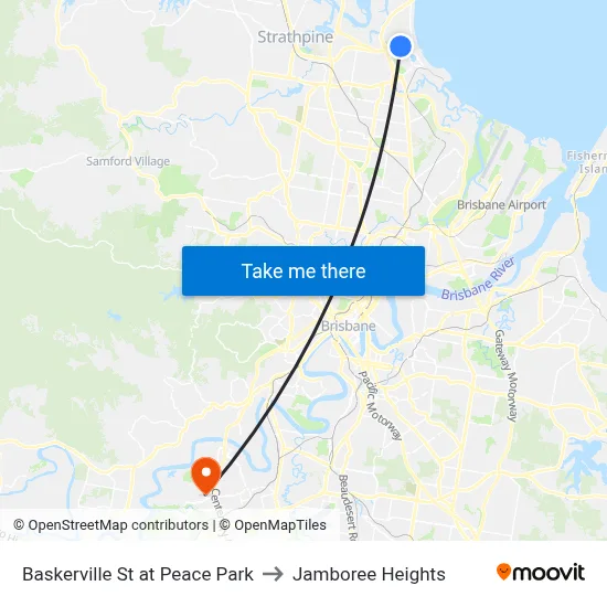 Baskerville St at Peace Park to Jamboree Heights map
