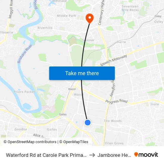 Waterford Rd at Carole Park Primary School to Jamboree Heights map