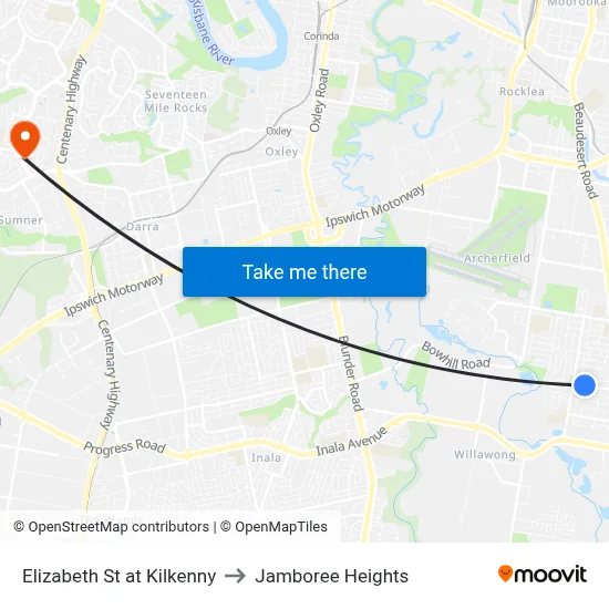 Elizabeth St at Kilkenny to Jamboree Heights map