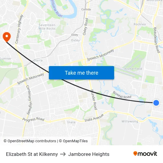 Elizabeth St at Kilkenny to Jamboree Heights map