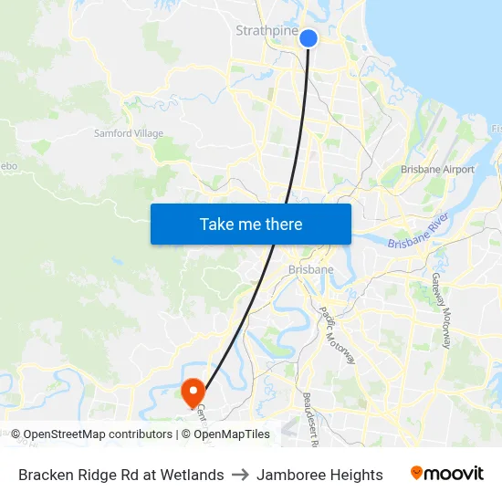 Bracken Ridge Rd at Wetlands to Jamboree Heights map