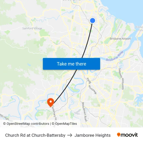 Church Rd at Church-Battersby to Jamboree Heights map