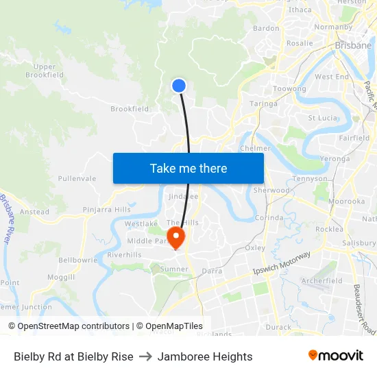 Bielby Rd at Bielby Rise to Jamboree Heights map
