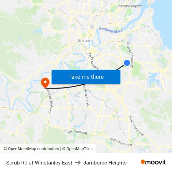 Scrub Rd at Winstanley East to Jamboree Heights map