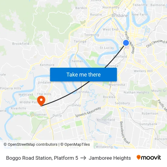 Boggo Road Station, Platform 5 to Jamboree Heights map