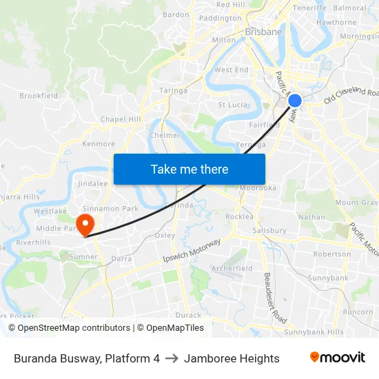 Buranda Busway, Platform 4 to Jamboree Heights map